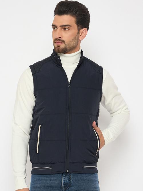 men solid sleeveless bomber jacket - 21841397 - Very Small Image - 1