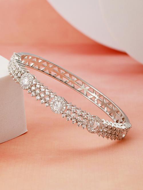 women silver brass bangle bracelet - 21841454 - Very Small Image - 1