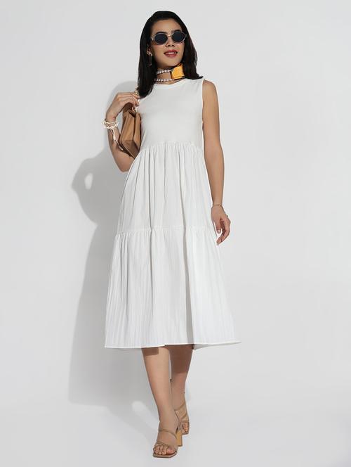 women solid sleeveless tiered dress - 21841484 - Very Small Image - 1