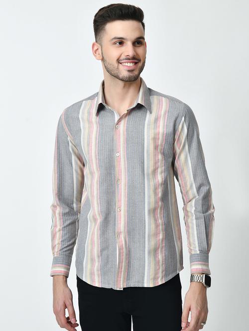men striped long sleeve regular fit casual shirt - 21841545 - Very Small Image - 1