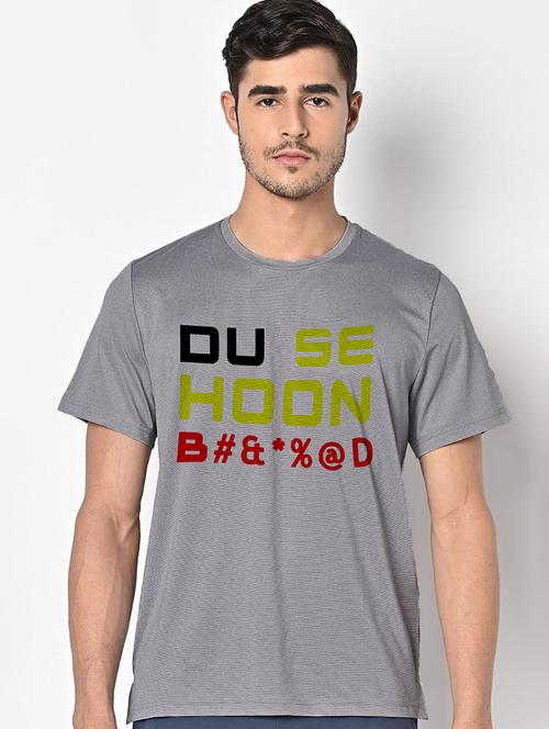 men grey round neck regular fit t-shirt - 21842254 - Very Small Image - 1