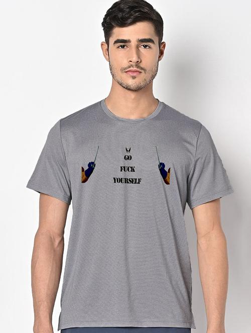 Men Grey Round Neck Regular Fit T-shirt - 21842409 - Very Small Image - 1