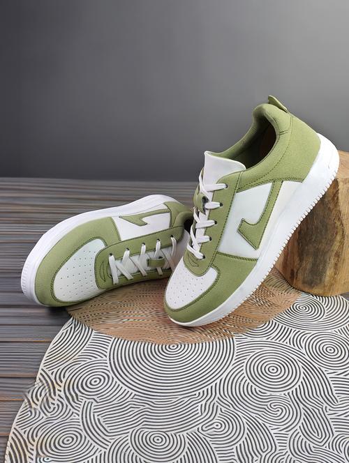 men olive color block  lace up sneaker - 21842870 - Very Small Image - 1