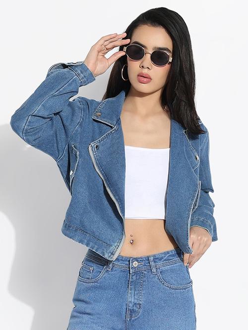 women solid long sleeves denim jacket - 21842903 - Very Small Image - 1