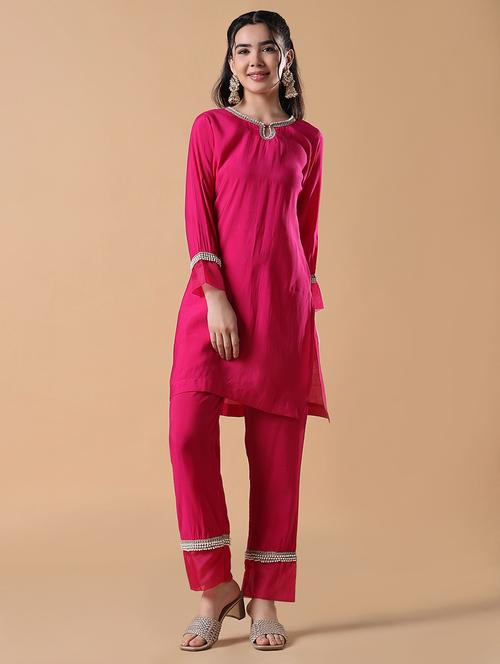 women pink long sleeve kurta pant set - 21842930 - Very Small Image - 1