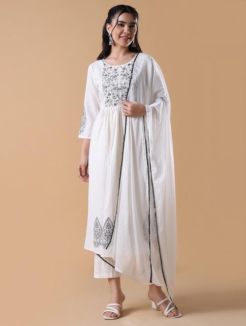 women three quarter sleeve kurta pant with dupatta set - 21842950 - Very Small Image - 1