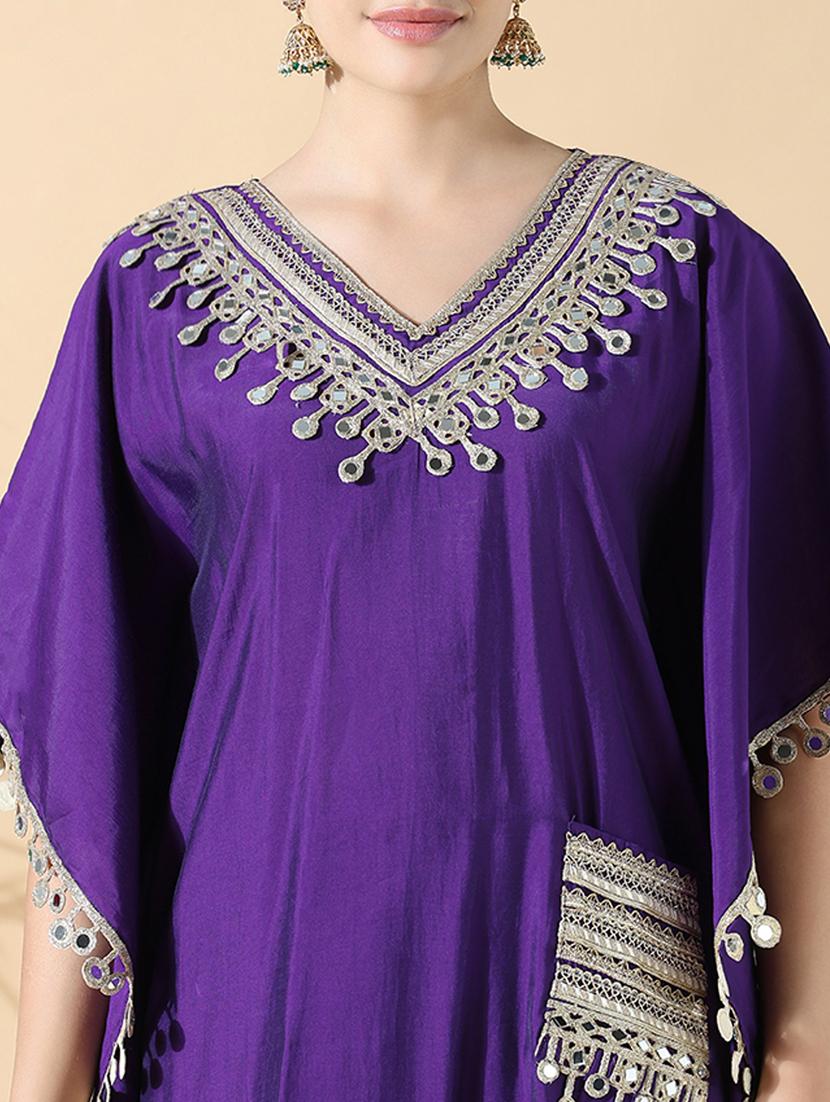 women purple kimono sleeve kaftan set - 21842960 - Zoom Image - 5