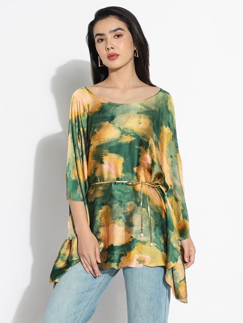 women printed round neck kaftan top - 21842997 - Very Small Image - 1