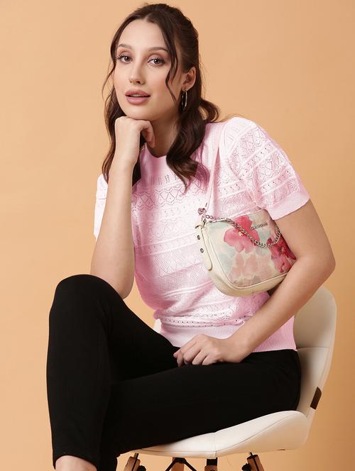 women solid mock neck puff sleeves regular top - 21843002 - Very Small Image - 1