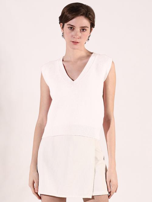 women solid sleeveless crop pullover - 21843008 - Very Small Image - 1