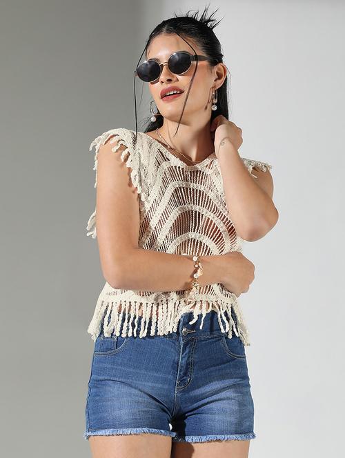 women sleeveless crochet crop top - 21843019 - Very Small Image - 1
