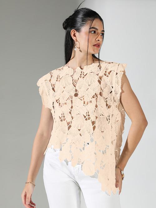 women sleeveless asymmeric lace top - 21843022 - Very Small Image - 1