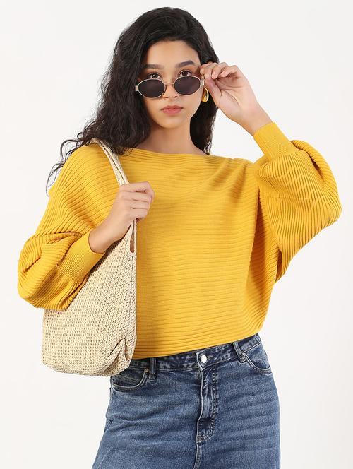 women solid long batwing sleeves pullover - 21843032 - Very Small Image - 1