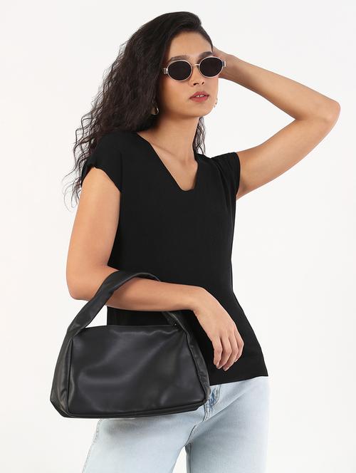 women solid cap sleeves regular top - 21843037 - Very Small Image - 1