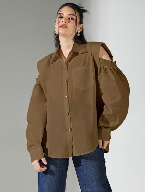 brown cotton regular shirt - 21843089 - Very Small Image - 1