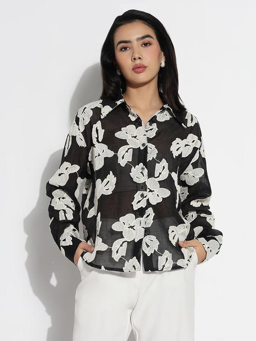 black chiffon regular shirt - 21843098 - Very Small Image - 1