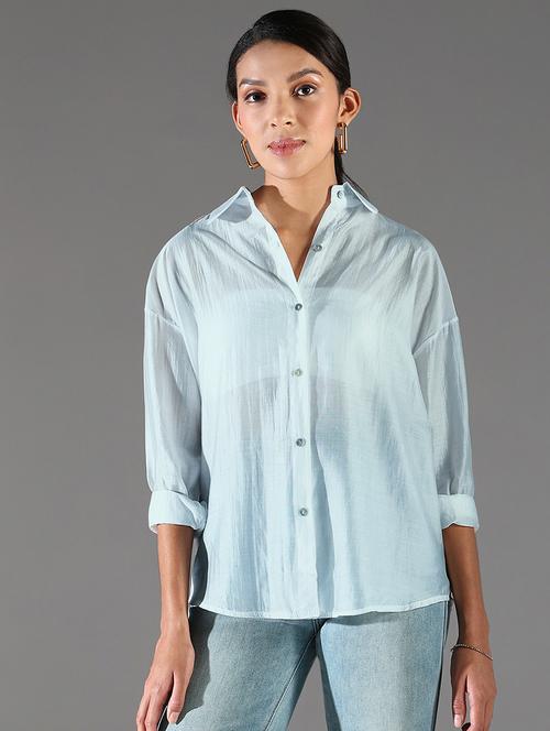women collared long sleeves high-low shirt - 21843114 - Very Small Image - 1