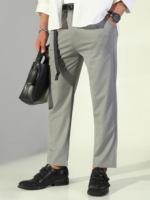 men solid low rise flat front casual trouser - 21843197 - Very Small Image - 1