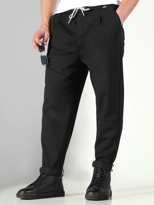 men solid low rise pleated casual trouser - 21843209 - Very Small Image - 1