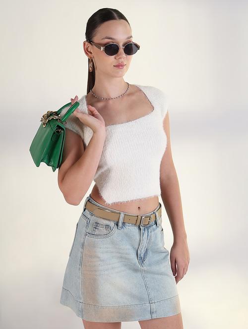 women solid cap sleeves crop top - 21843373 - Very Small Image - 1