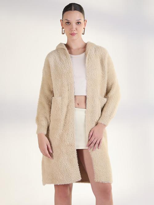 women solid long sleeves long hooded shrug - 21843391 - Very Small Image - 1