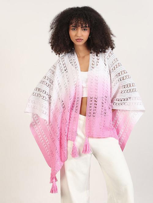 women tie & dyed fringed hem asymmetric shrug - 21843398 - Very Small Image - 1