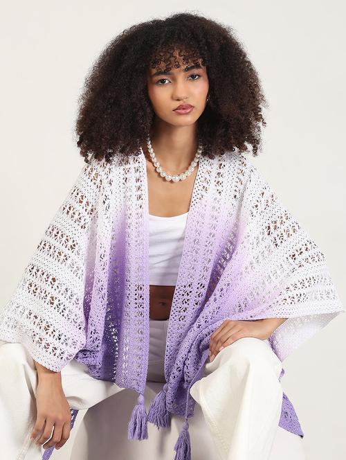 women tie & dyed fringed hem asymmetric shrug - 21843399 - Very Small Image - 1