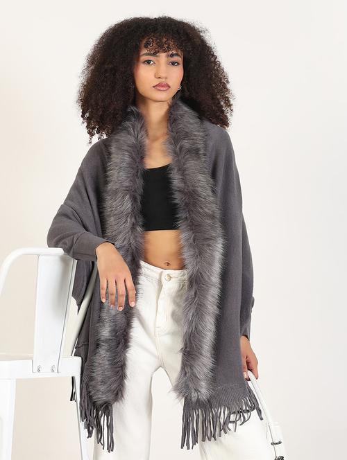 women self designed fringed hem shrug - 21843408 - Very Small Image - 1