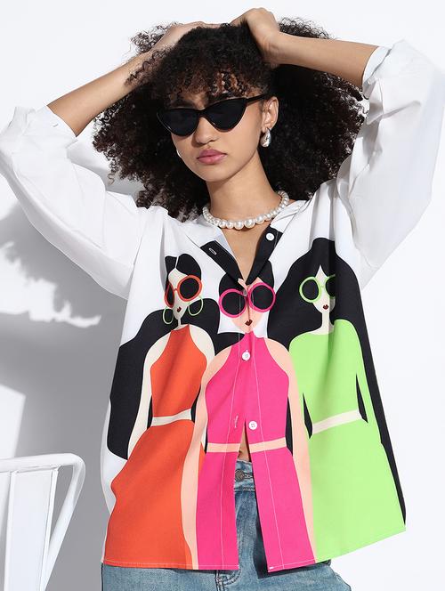 women printed collared oversized shirt - 21843473 - Very Small Image - 1