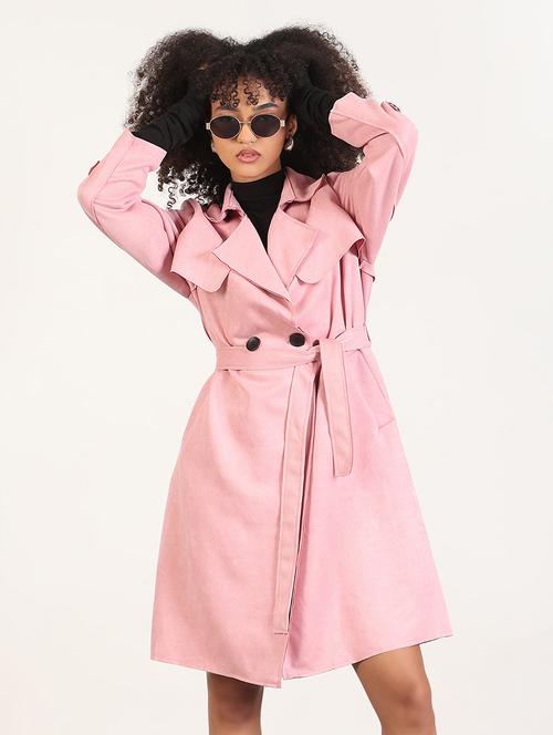 women solid long sleeves trench coat - 21843501 - Very Small Image - 1