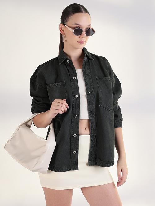 women long sleeves oversized denim jacket - 21843516 - Very Small Image - 1