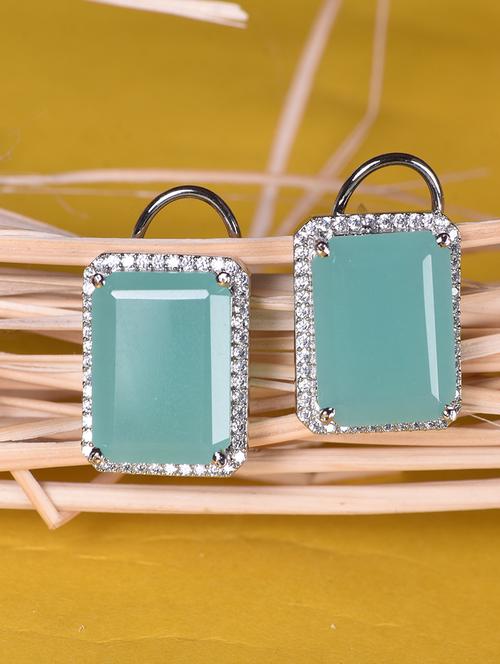 women turquoise stone studs earring - 21843622 - Very Small Image - 1
