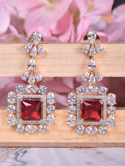 women ruby red stone drop earring - 21843624 - Very Small Image - 1