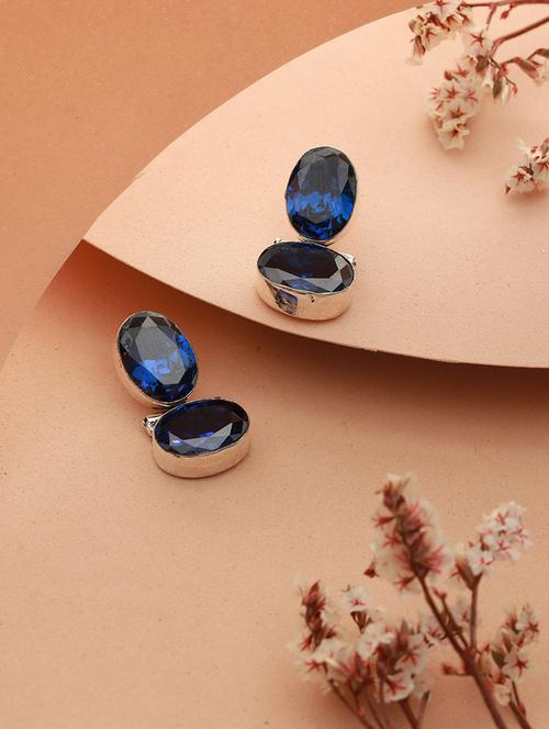 oxidised royal blue ad studded statement  earrings - 21843630 - Very Small Image - 1