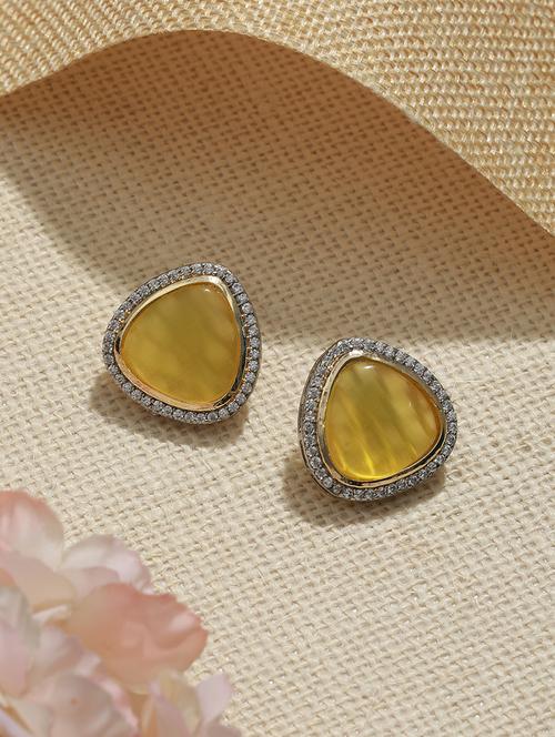 oxidised yellow ad studded  minimal studs earrings - 21843646 - Very Small Image - 1