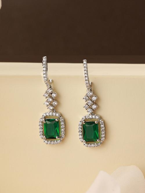 silver plated green ad minimal dailywear drop earring - 21843735 - Very Small Image - 1