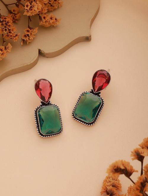 silver plated red & green ad minimal luxe drop earrings - 21843757 - Very Small Image - 1