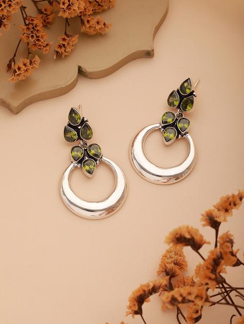 silver-plated crystal studded drop earrings - 21843759 - Very Small Image - 1