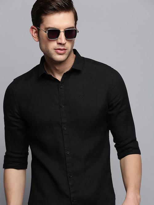 men black solid long sleeve slim fit casual shirt  - 21843827 - Very Small Image - 1