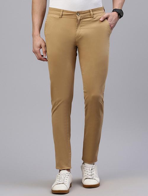 men khaki solid mid rise chinos casual trouser - 21843929 - Very Small Image - 1