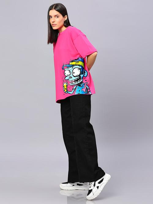 women printed drop shoulder oversized t-shirt - 21844015 - Very Small Image - 1