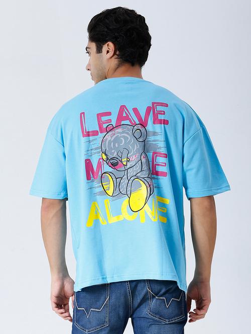 men blue printed short sleeve oversized t-shirt - 21844057 - Very Small Image - 1