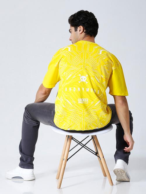 men yellow printed short sleeve oversized t-shirt - 21844089 - Very Small Image - 1