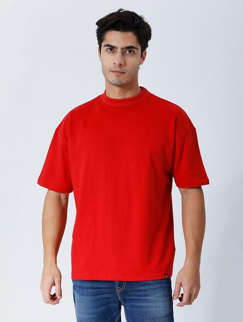 men red solid short sleeve oversized t-shirt - 21844094 - Very Small Image - 1