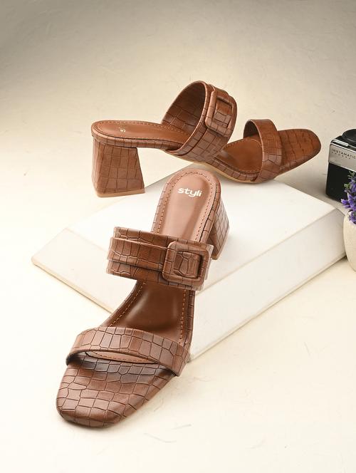 women tan block heel sandals - 21844103 - Very Small Image - 1