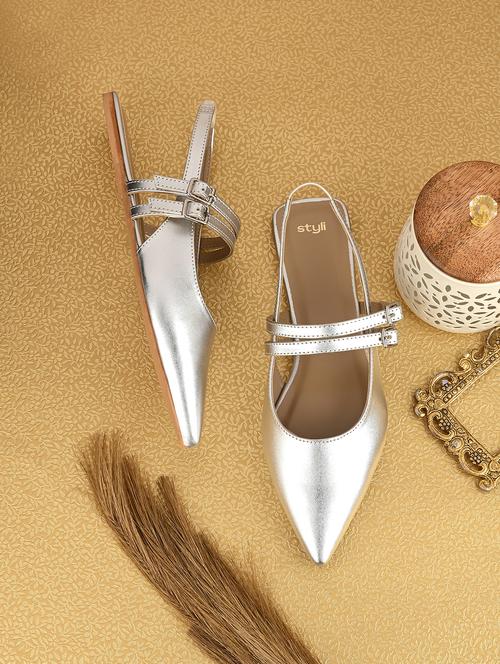 women silver back strap flats  - 21844120 - Very Small Image - 1