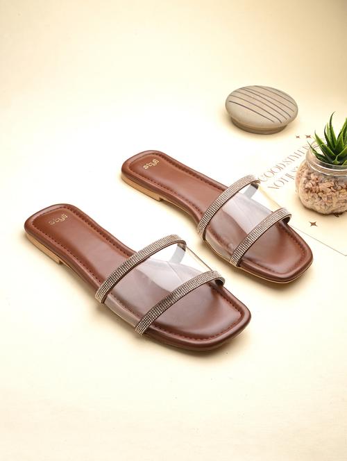 women embellished transparent strap flats - 21844127 - Very Small Image - 1