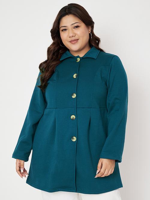 women plus size solid long sleeves trench coat - 21844848 - Very Small Image - 1