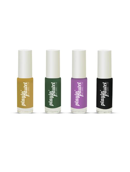 neyah playin pastel combo set of 4 - 7ml each- 133 daydaisy - 120 russian green - 125 floral lavendar - 129 noir - 21845561 - Very Small Image - 1