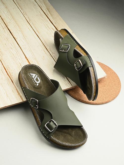 men olive slip on sandal - 21853600 - Very Small Image - 1